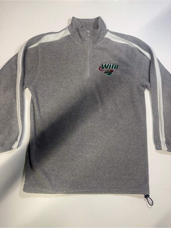 Active Basic Other - Active Basic Gray Quarter-Zip Fleece Pullover with White Stripes